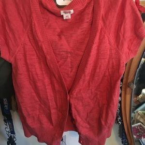 Mossimo Red-orange short sleeve cardigan